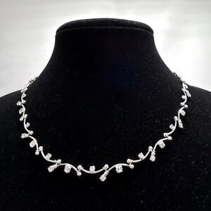 Monet, Silver & Clear Crystal Branch & Flower Necklace, Dainty &  Delicate, NWT